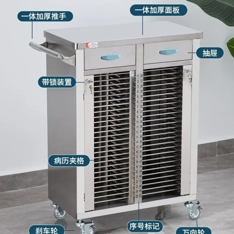 304 stainless steel medical record cart ABS filing cabinet medical record cabinet hospital data storage cart medical cart
