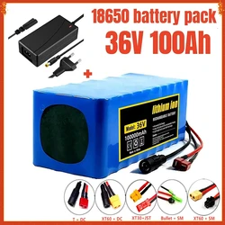 36V 10S4P Battery pack 100000mAh large capacity, 1000W super power battery, including BMS and fuse, equipped with 42V 2A charger