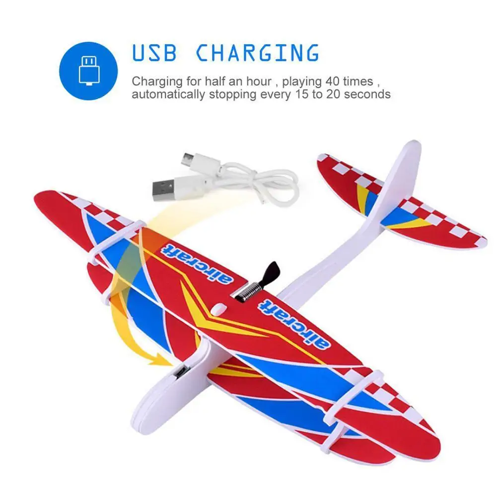 NASITIP DIY Biplane Glider Foam Powered Flying Plane Rechargeable Electric Aircraft Model Science Educational Toys for Children