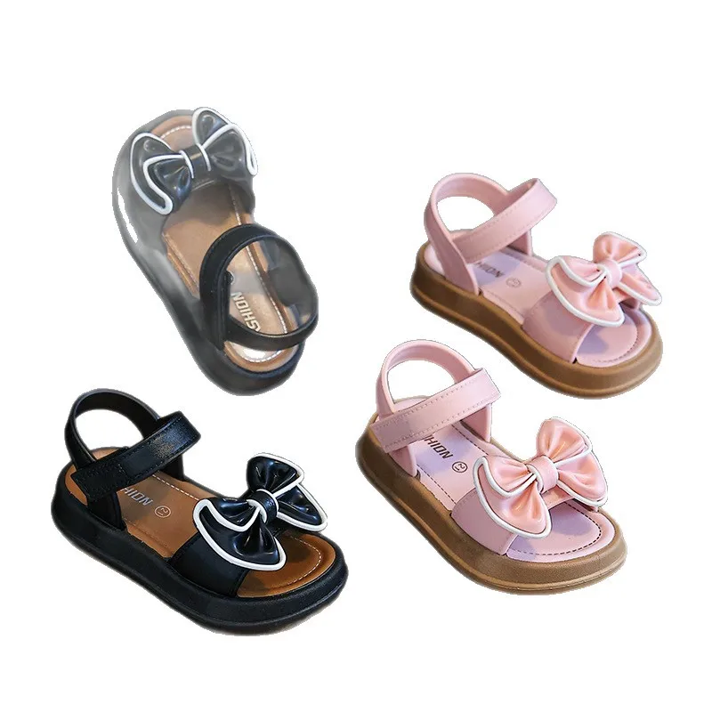 2025 Baby Girls' Shoes for Kids Fashion Bow Children's Sandals Soft Flat Heels Beach Summer Sandals Princess Shoes 1-10 Years