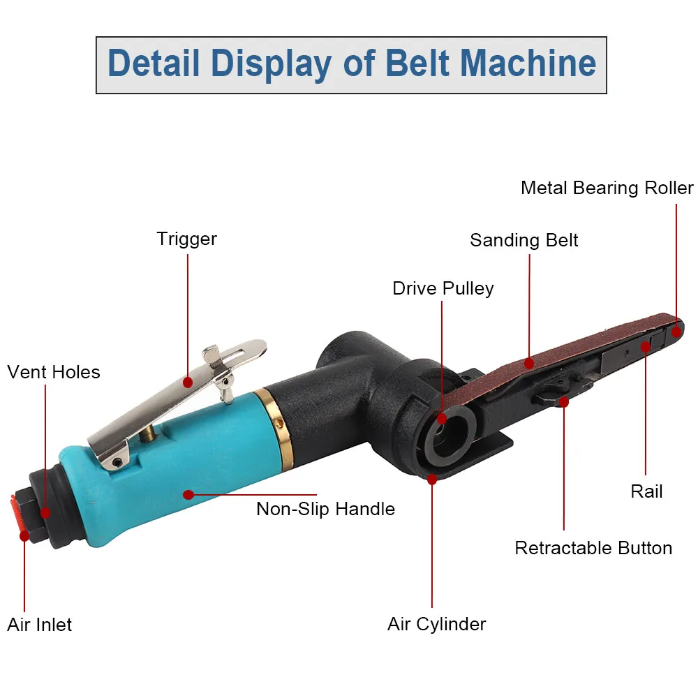 Air Belt Sander Pneumatic DIY Sanding Belt Angle Grinder Grinding Machine Welding Parts 10*330mm