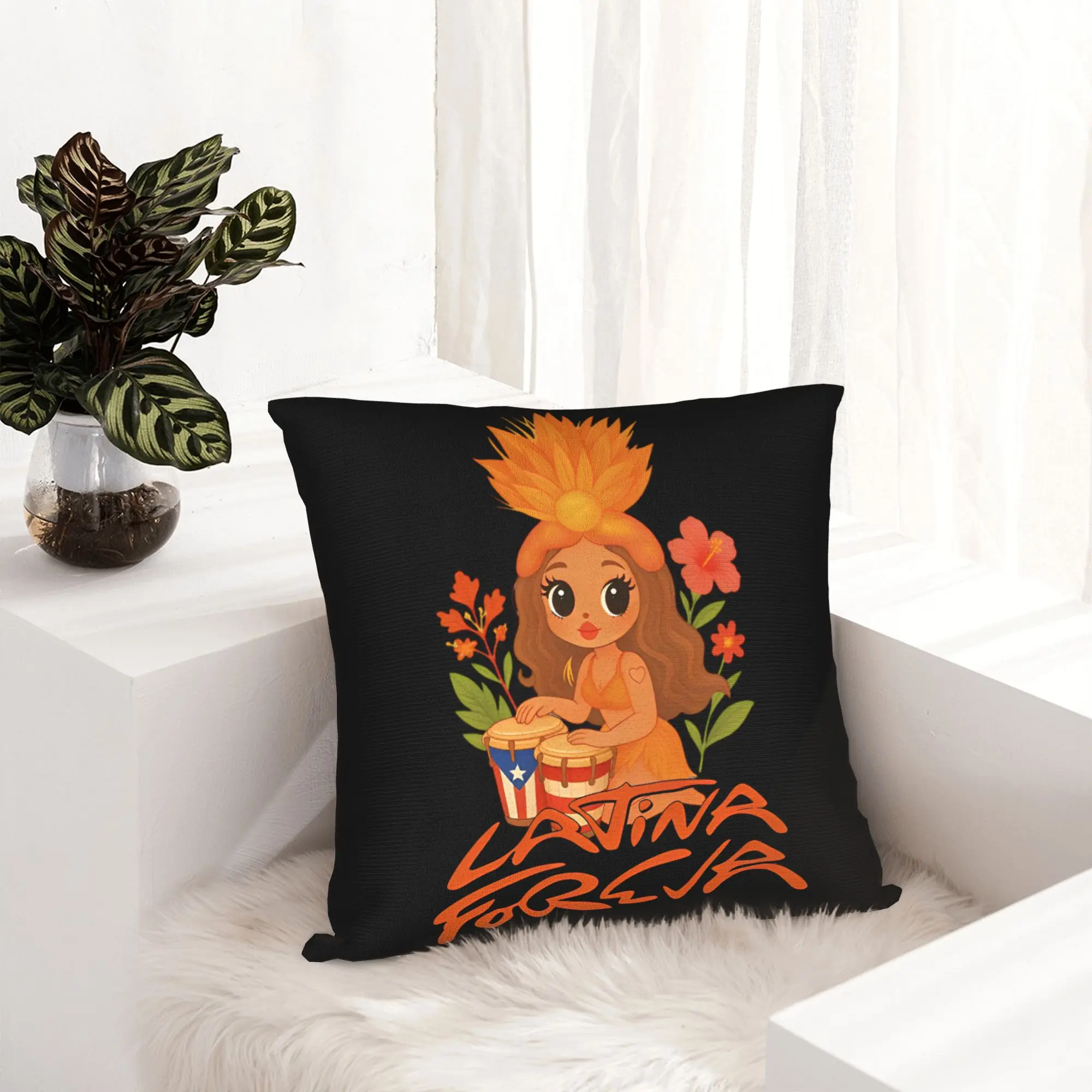Karol G Tropicoqueta Album Pillowcase Printed Polyester Cushion Cover Decorative  Pillow Case Cover Home Square 45X45cm