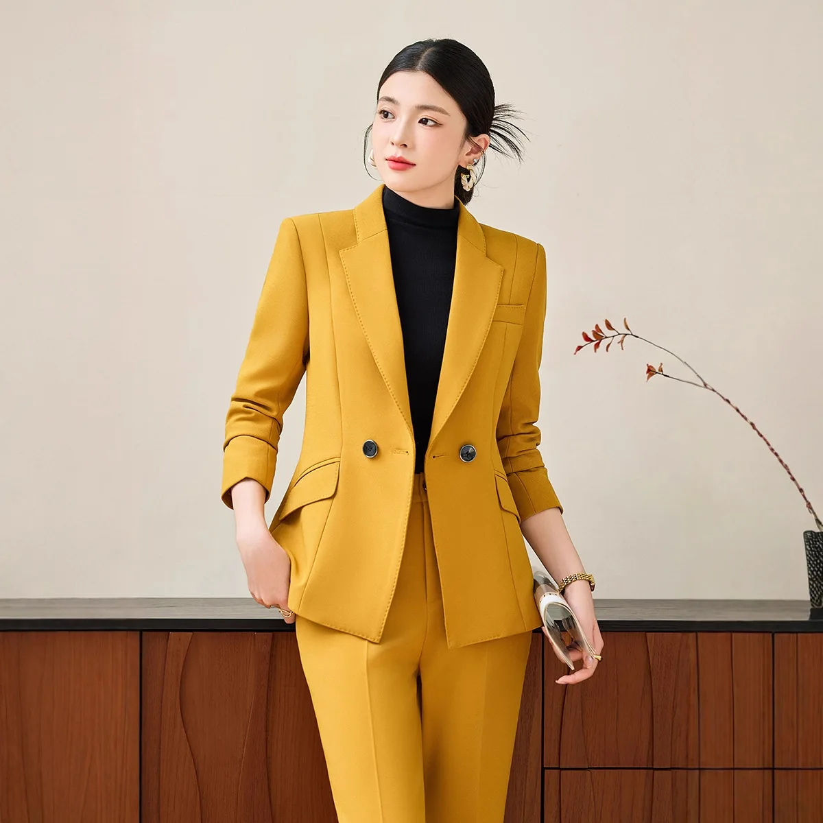 

Women Pants Suit Autumn Winter Professional Leisure Korean Blazers and Trousers Two-piece Set Office Ladies Formal Blazer Set