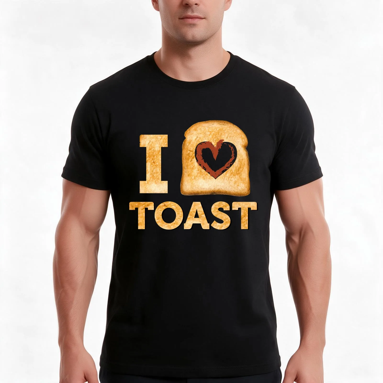 i love toast T-Shirt, Summer Casual Cotton Tee, Oversized Streetwear Tops, Vintage Graphic Print, Loose Fit Short Sleeve