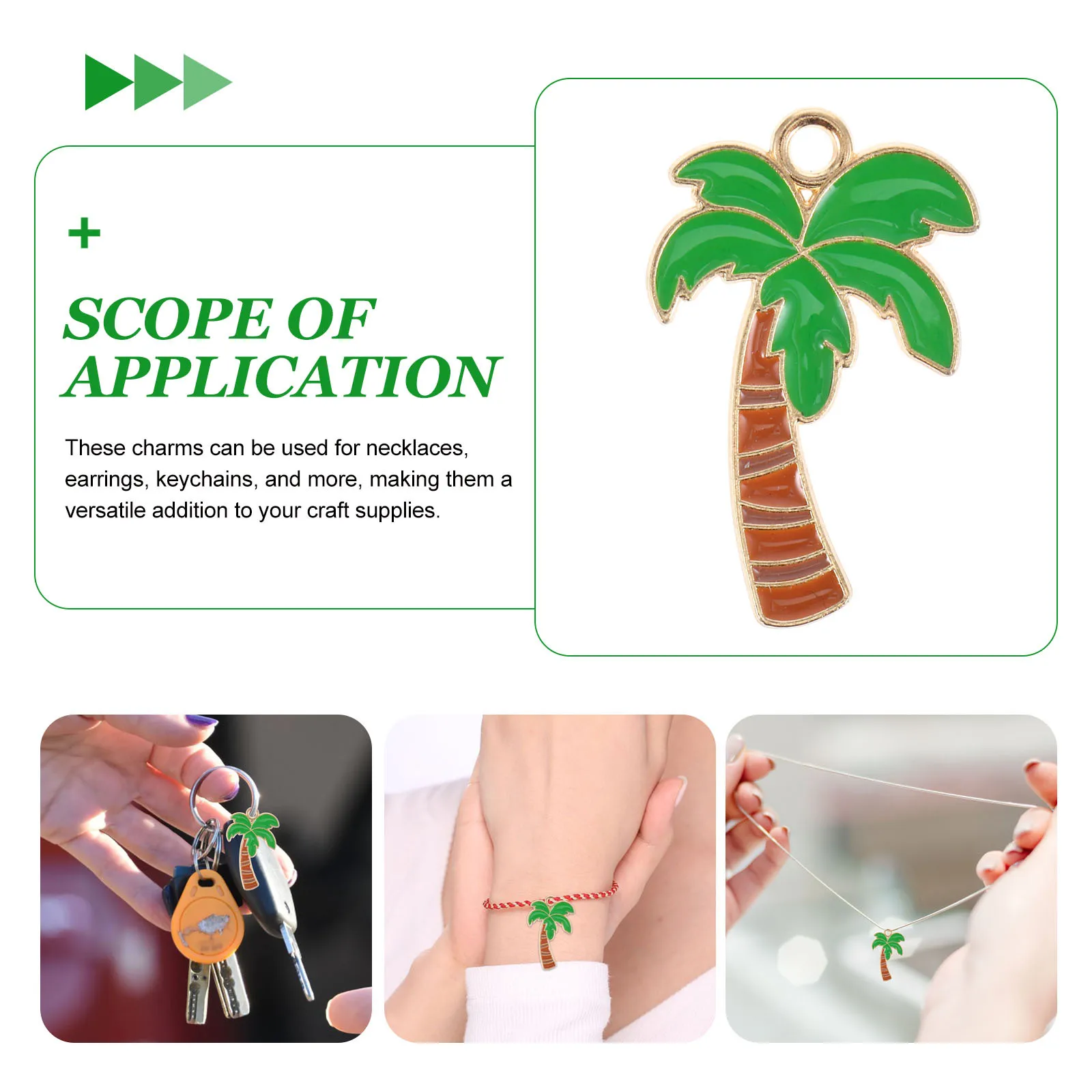 10Pcs Coconuts Tree Charms DIY Tropical Jewelry Accessories Palm Pendants Beads for Summer Bracelets Necklaces Crafting