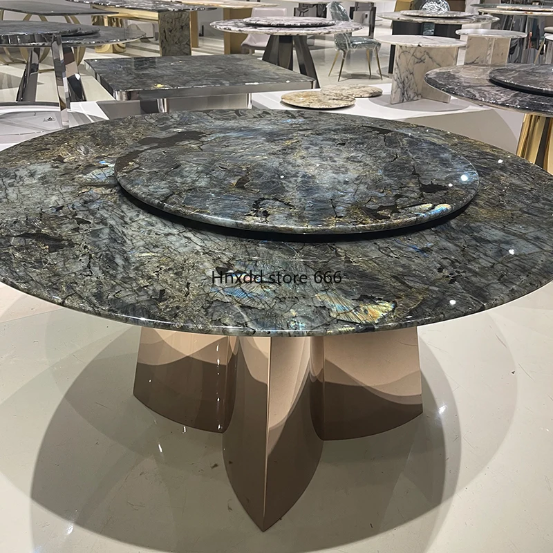 Natural marble round dining table high-end luxury stone