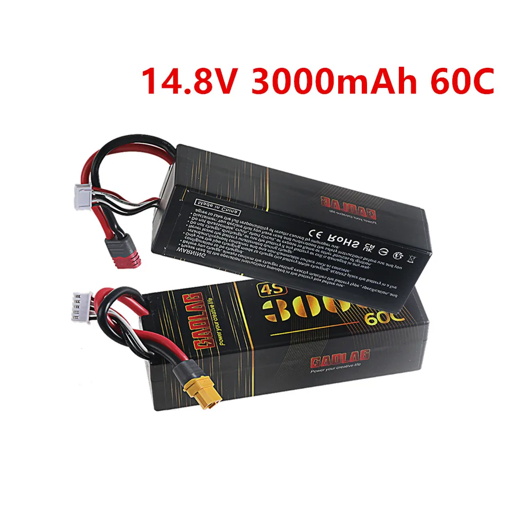 4S 14.8V 3000mAh 60C Lipo Battery with XT60 T Connector Hard Case Lipo Battery For 1/8 1/10 RC E Buggy Truggy Car Part