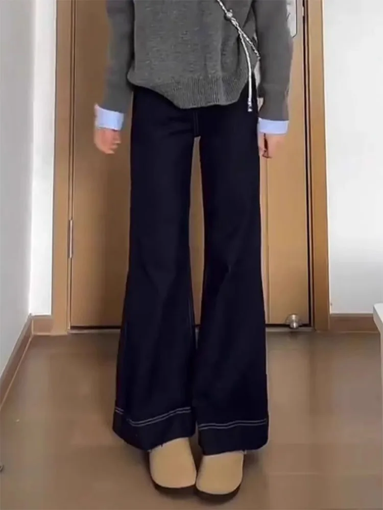 กางเกงยีนส์ขากว้างทรงสลิมสำหรับผู้หญิง รุ่นใหม่สำหรับฤดูร้อน ทรงหลวม เอวสูง กางเกงขายาวลำลอง สวมใส่สบาย