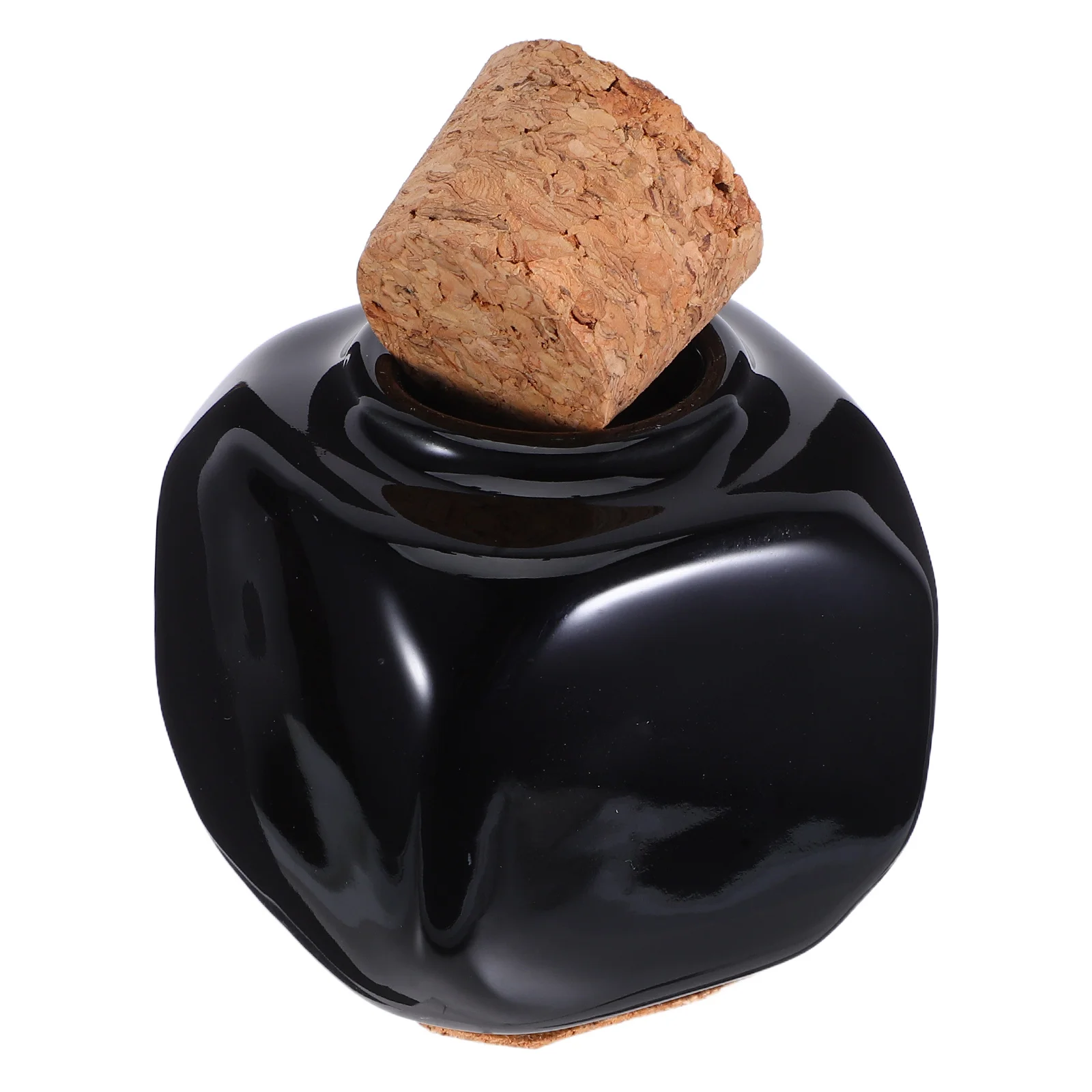 Keramik-Maniküre-Flüssigkeitsflasche, praktischer hölzerner Kork-Nagel-Medizintasse, schwarz, langlebiger Aufbewahrungsorganisator für Acrylpulver