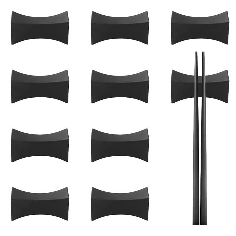 10PCS Stäbchen Rest Kleine Stäbchen Ständer Löffel Gabel Halter Set Stäbchen Utensil Besteck Ständer Schwarz