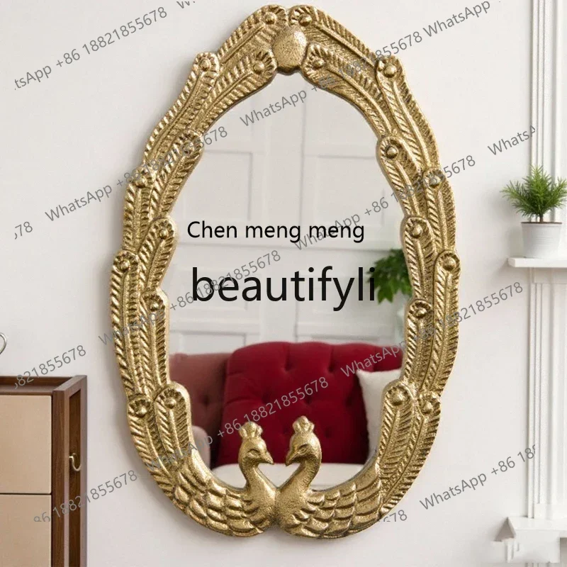 

French retro makeup mirror, living room bedroom decorative mirror, medieval light luxury art decorative mirror CQY