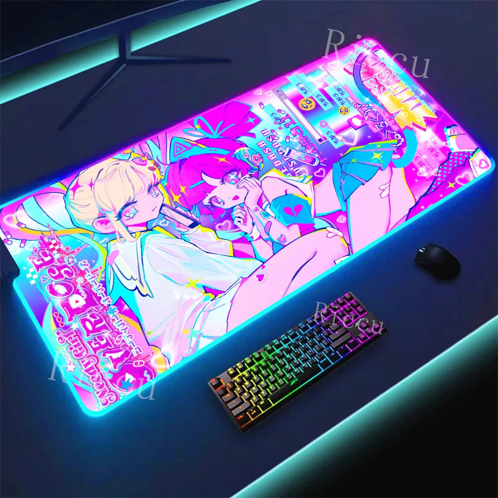 

RGB HD Needy Girl Overdose MousePad Gamer Desk Mat Large Mousepad Compute Deskpad Art Gaming Mouse Mats Pc Company Pads E-Sports