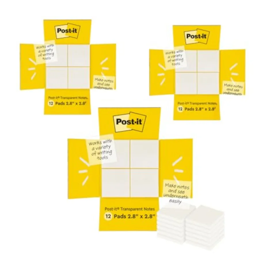 

® Transparent Notes, 2-7/8 in x 2-7/8 in 73 mm x 73 mm - (3 Pack