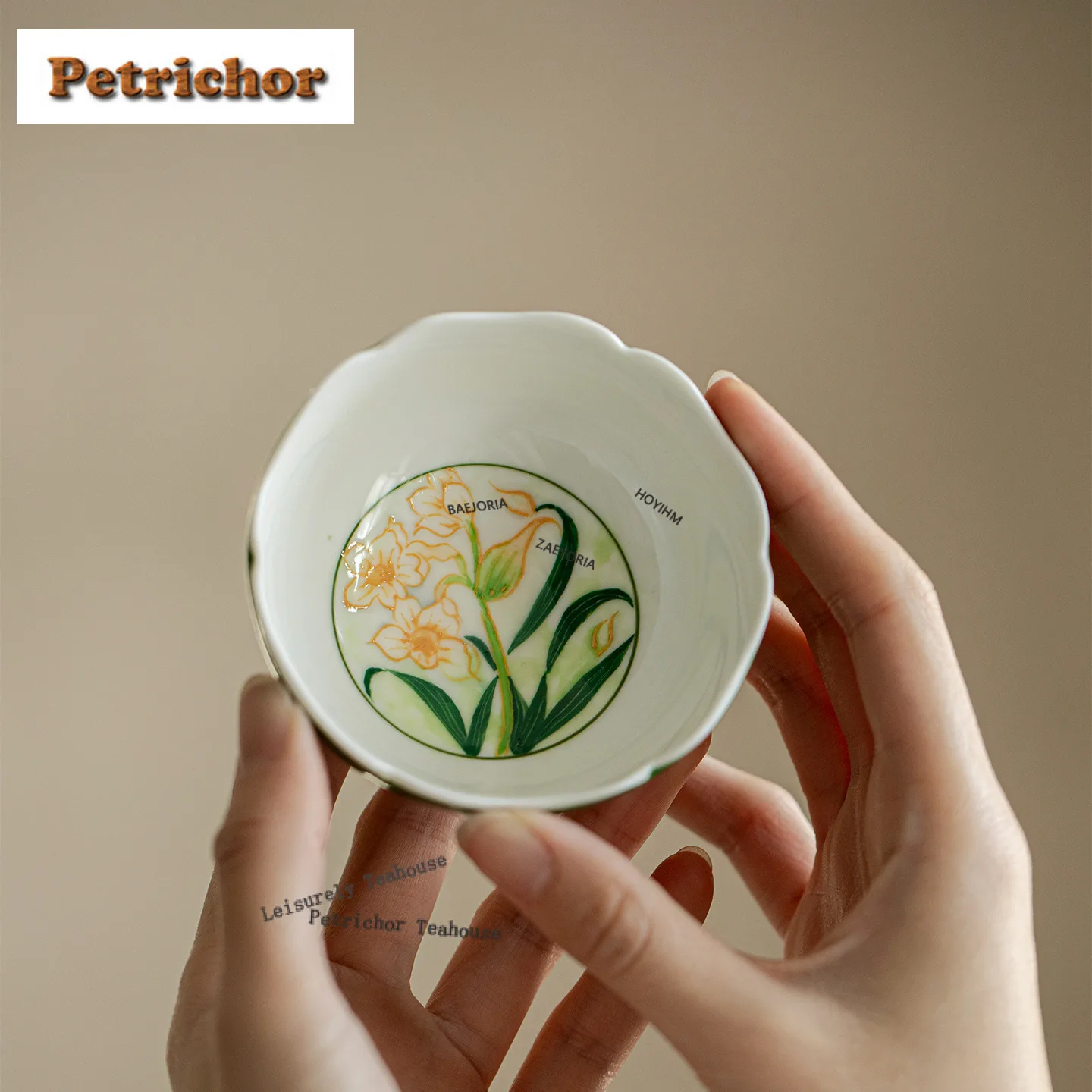 80ml Hand-painted Daffodil Teacup Elegant Tea Bowl Tea Cup Set Tea-tasting Personal Cup Jianzhan Master Cups Drinkware Craft