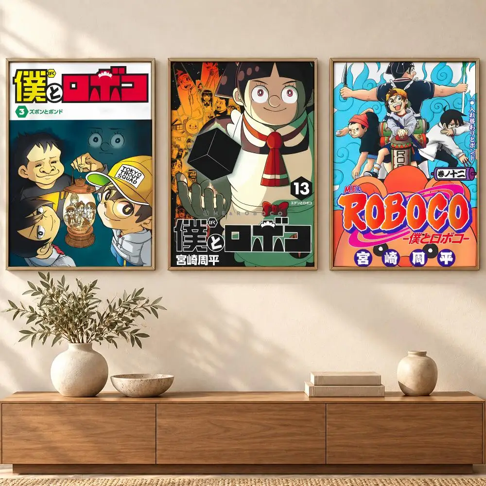 Anime M-Me & Roboco Poster Self Adhesive Wall Art Decor for Bedroom Living Room Office Home Decor Gift