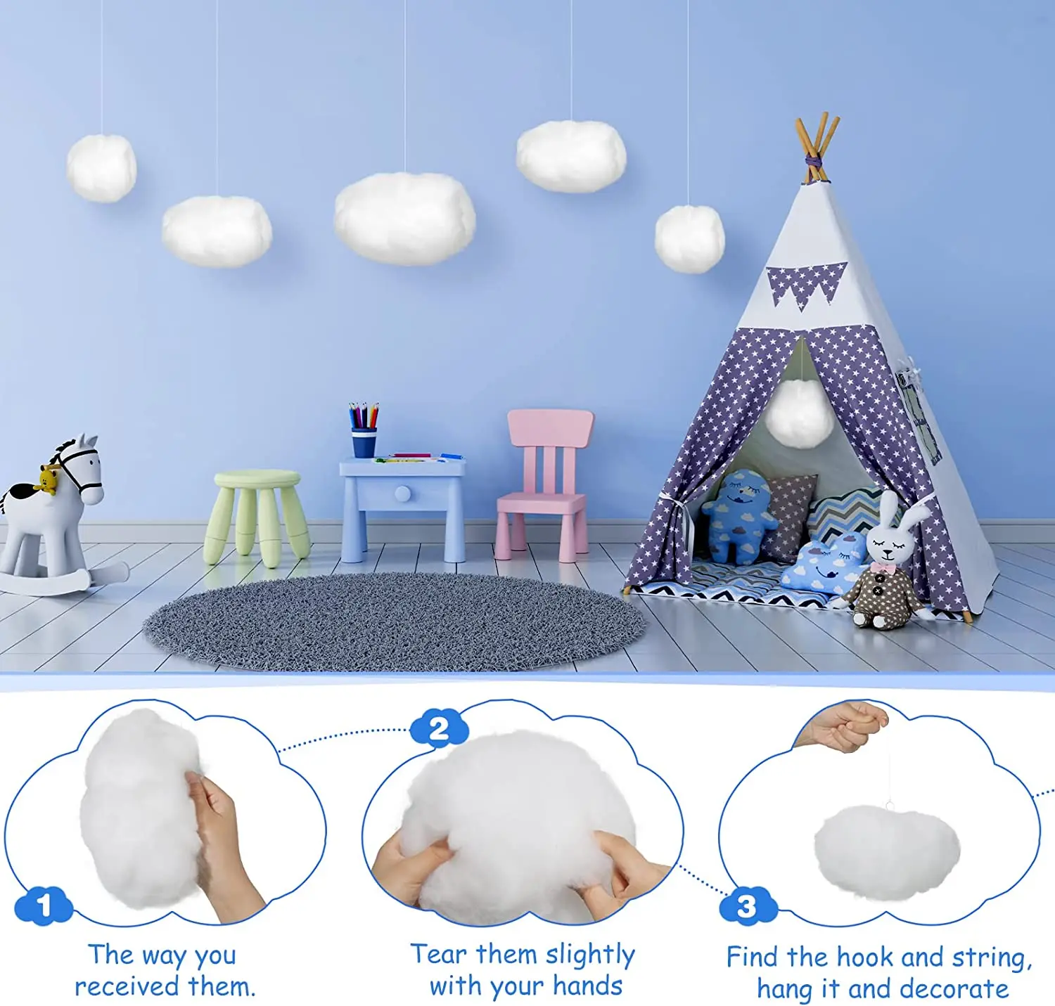 Artificial Cotton Clouds Decoration White 3D Ceiling Interior Cloud Decor Living Room DIY Wedding Party Decoration Props 1pc