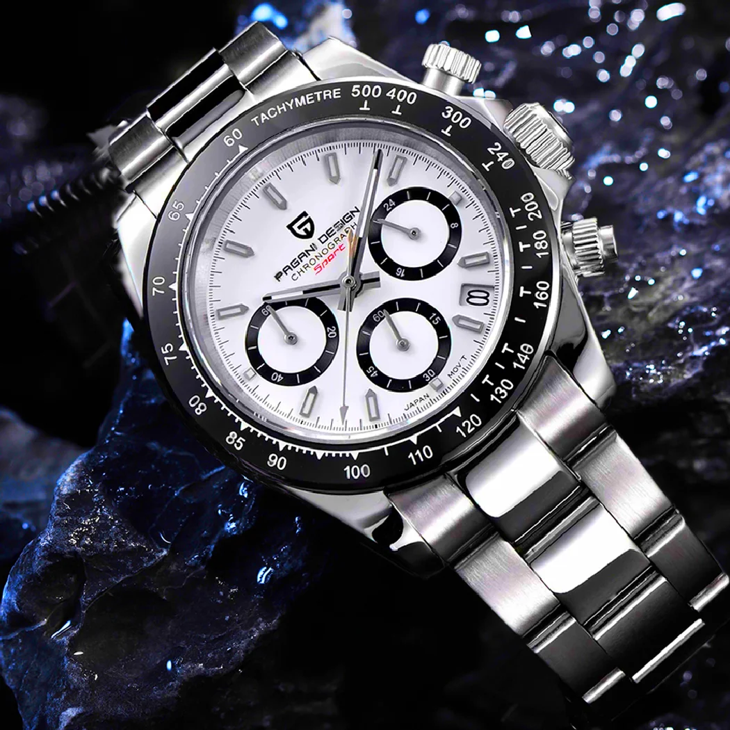 PAGANI DESIGN Fashion Men Quartz Wristwatches Top Brand Ceramic Bezel Waterproof Watch Stainless Steel Men Chronograph Stopwatch