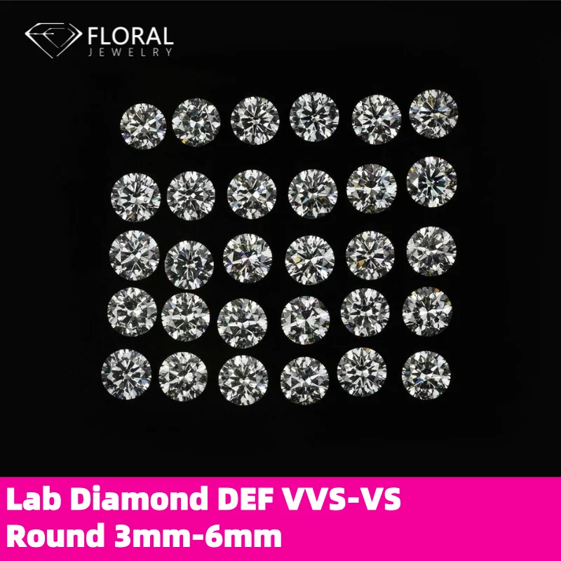 

Искусственные бриллианты Melee круглой огранки от 3 мм до 6 мм, цвета DEF, чистоты VVS-VS, оптом для изготовления ювелирных изделий