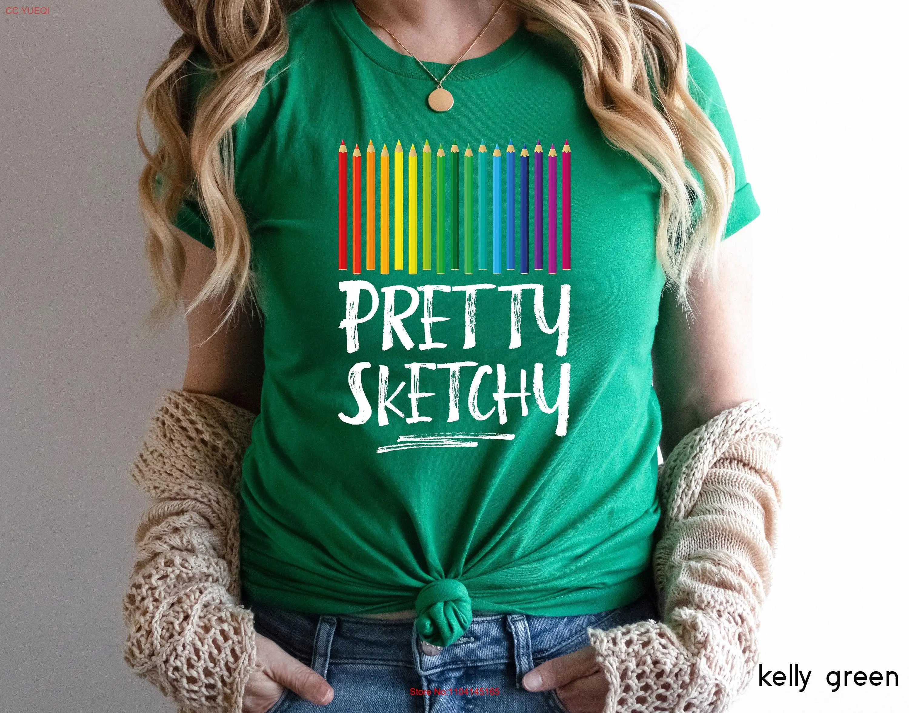 Art Teacher T Shirt Pretty Sketchy Drawing Artist Sketching Designer long or short sleeves