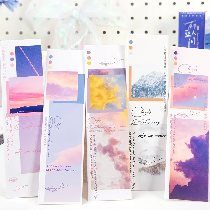 30 sheets Paper bookmarks beautiful scenery clouds sky student pages Bookmark Stationery