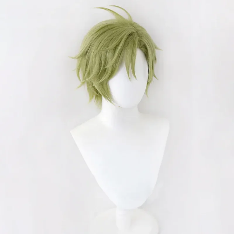 Game Nu: Carnival Olivine Peruca Cosplay, Cabelo Curto Verde, Resistente ao Calor, Sintético, Acessórios de Festa de Halloween, Adereços