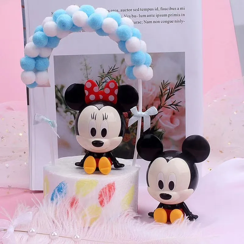 2pcs/set Disney Mickey Mouse Figures Minnie Donald Duck Cake Ornaments Decoration Children Toys Christmas gift