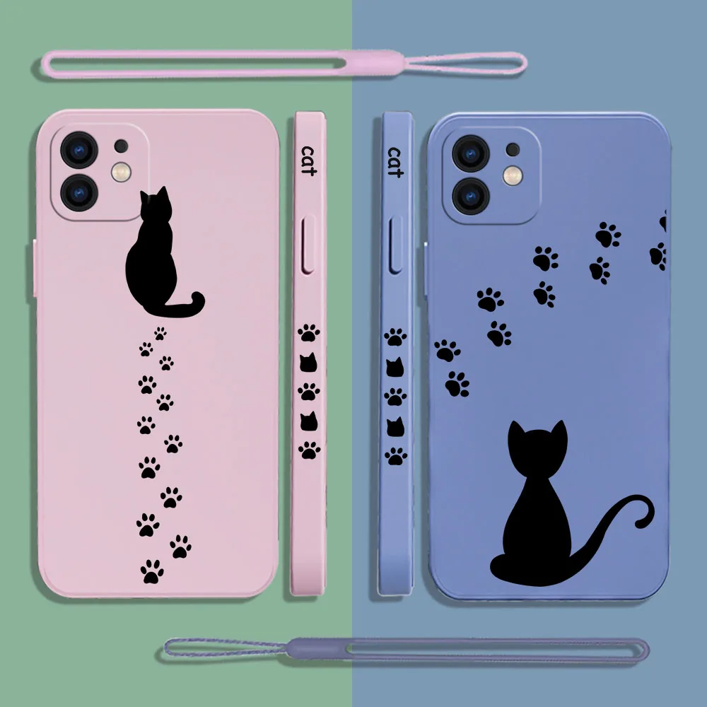 Cat Footprints Phone Case For Samsung A54 A34 A73 A53 A33 A23 A14 A13 A03 A03S A04 A04S A04E A72 A52 A52S A32 A22 A71 A51 4G 5G