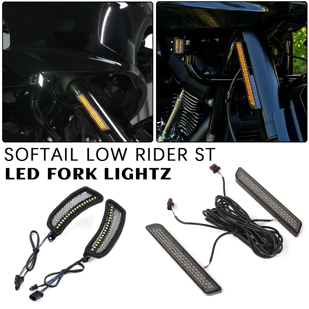 for Harley Softail Low Rider ST El Diablo FXRST FXLRST Accessories Motorcycle Run/Turn Auxiliary LED Fork Lightz 2022 - 2024