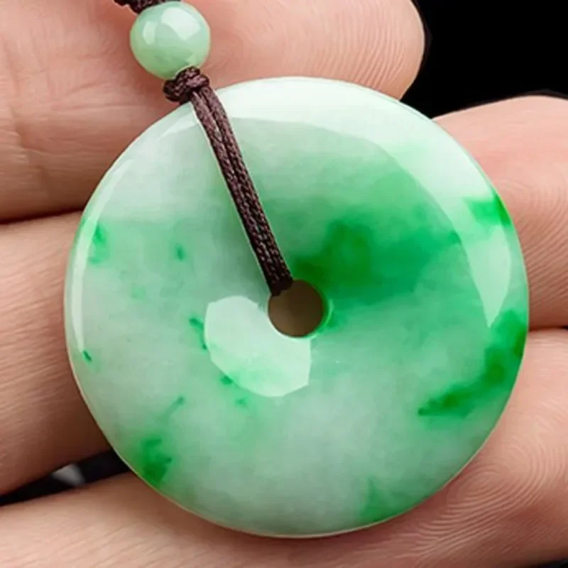 Spinach Green Ice Seed Floating Flower Safety Buckle Pendant Fashionable Couple Model
