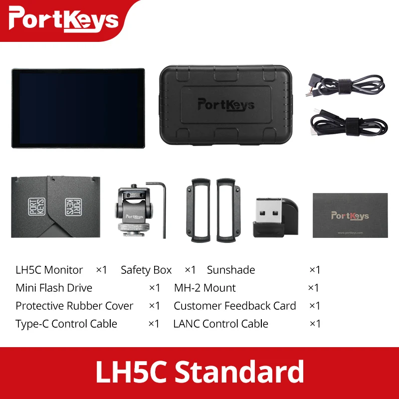 PortKeys LH5C -5.4インチオンカメラモニター、有線カメラコントロール