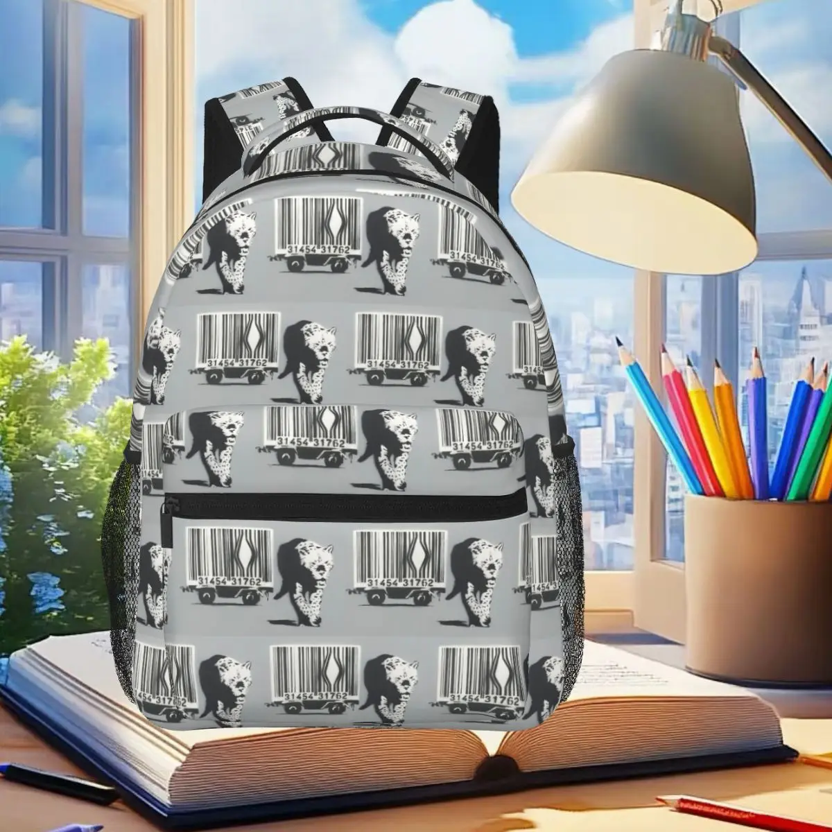 Tiger Barcode Banksy Street Graffiti Artist Creative Backpack Student Boys Girls BookBag Kids School Bag Computer Shoulder Bags