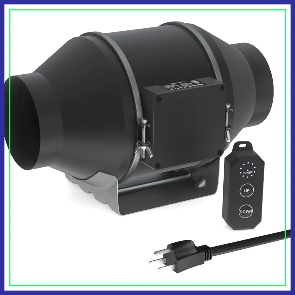 

4 Inch Inline Duct Fan 214 CFM, Quiet EC Motor with 10-Speed PWM Controller, 27dB Mixed-Flow Exhaust Fan for Grow Tent HVAC