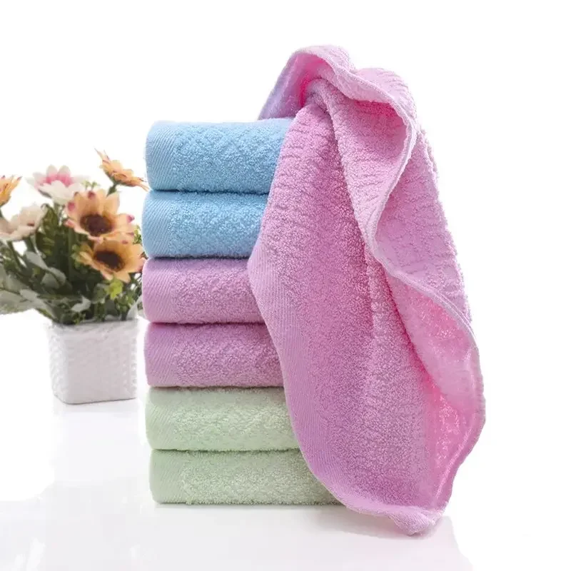 2pcs Cotton Towel Rhombus Plain Colour Towel Quick Absorbent Soft Quick Dry Face Towel Bathroom Hotel Travel Supply