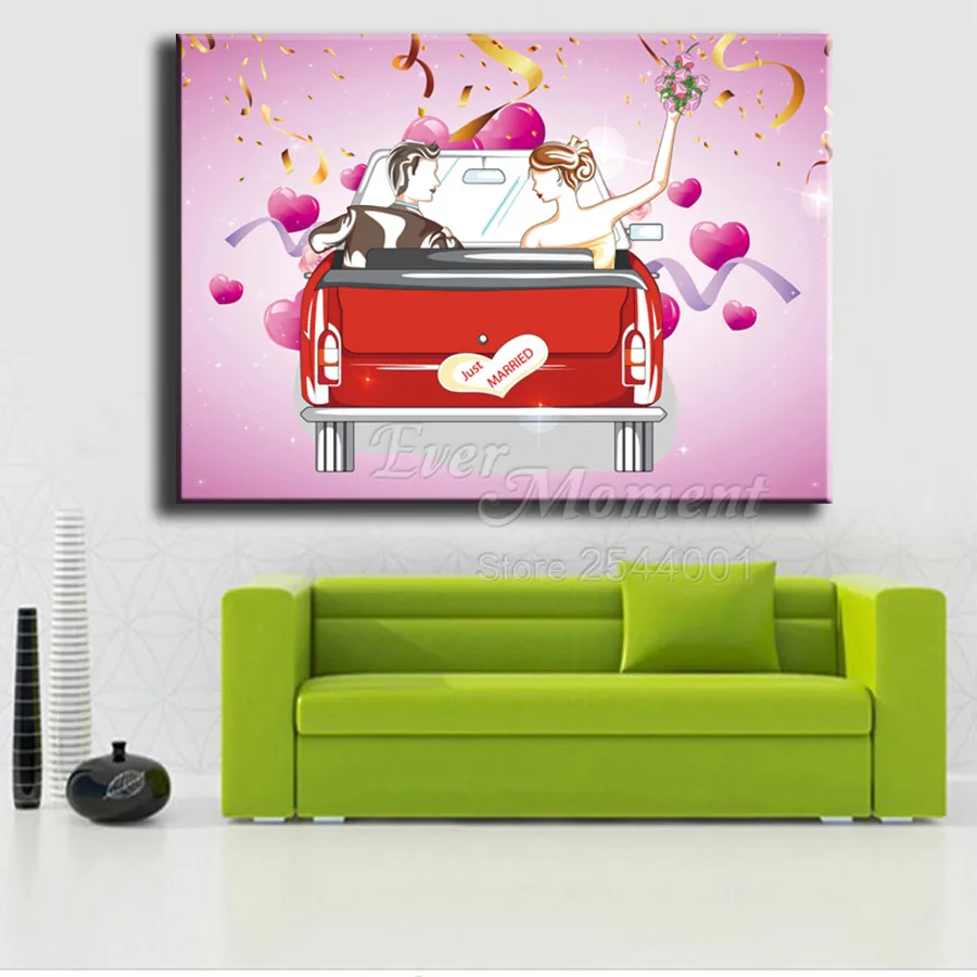 Ever Moment Diamond Painting Couple Wedding Heart Car Artwork Rhinestone Diamond Embroidery Cross Stitch Decor ASF1945