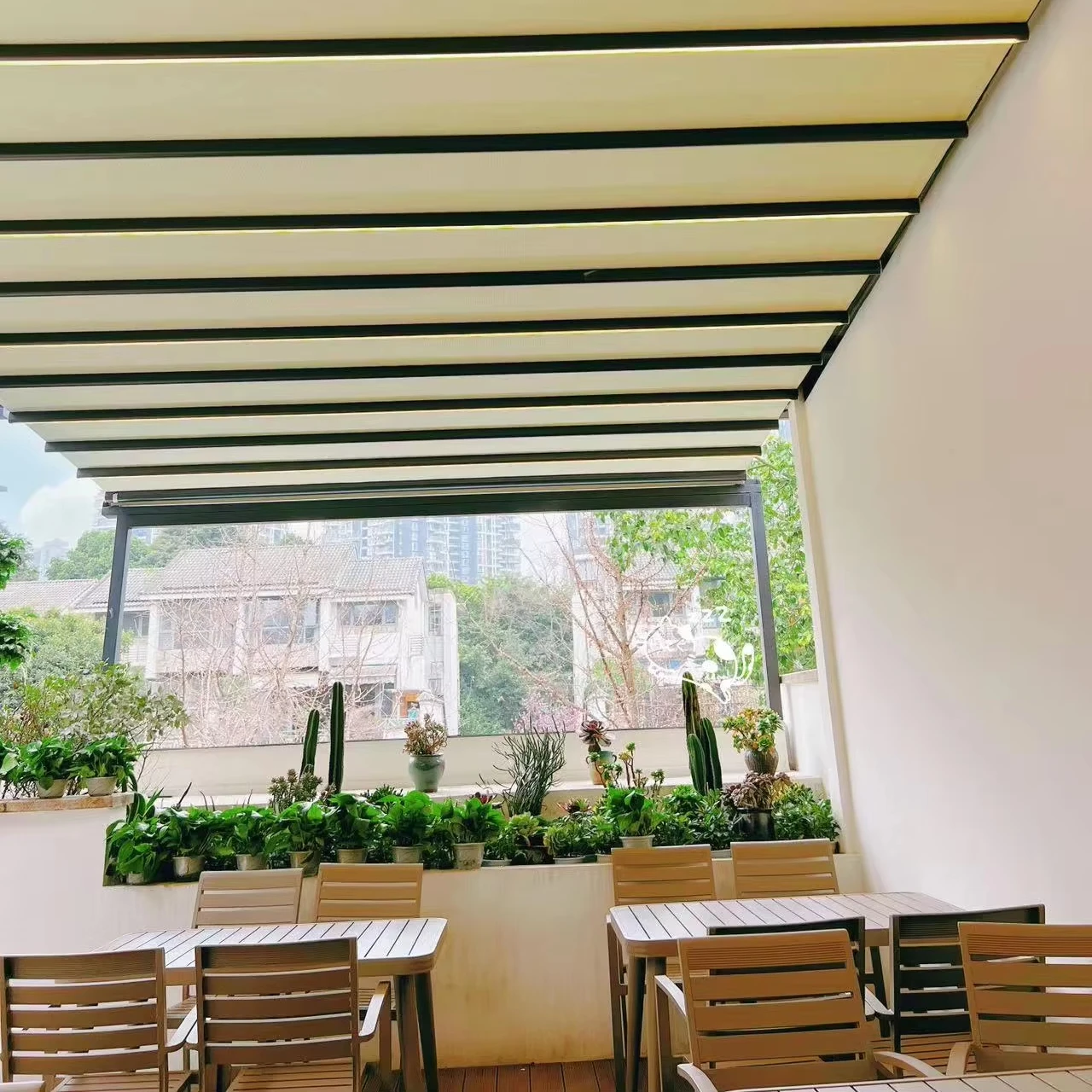 Motorized Outdoor Retractable Roof Waterproof PVC Pergola Aluminum Electric Canopy Folding Roof Patio SunShade Automatic Awning