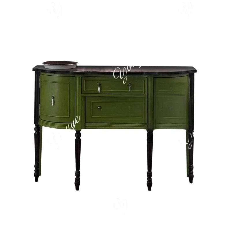 XS French Retro Entrance Cabinet Entrance Facing The Door, Narrow American Solid Wood Living Room Decorative Cabinehigh-end Side