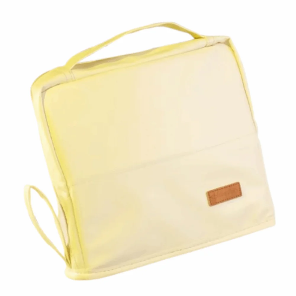 Portable Cosmetics Storage Bag PU Vertical Standing Pencil Case Solid Color Multi-Layer Travel Makeup Organizer School Supplies