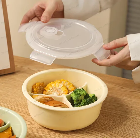 

Custard lunch box ceramic compartment bowl compartment lunch box adult deepening separation