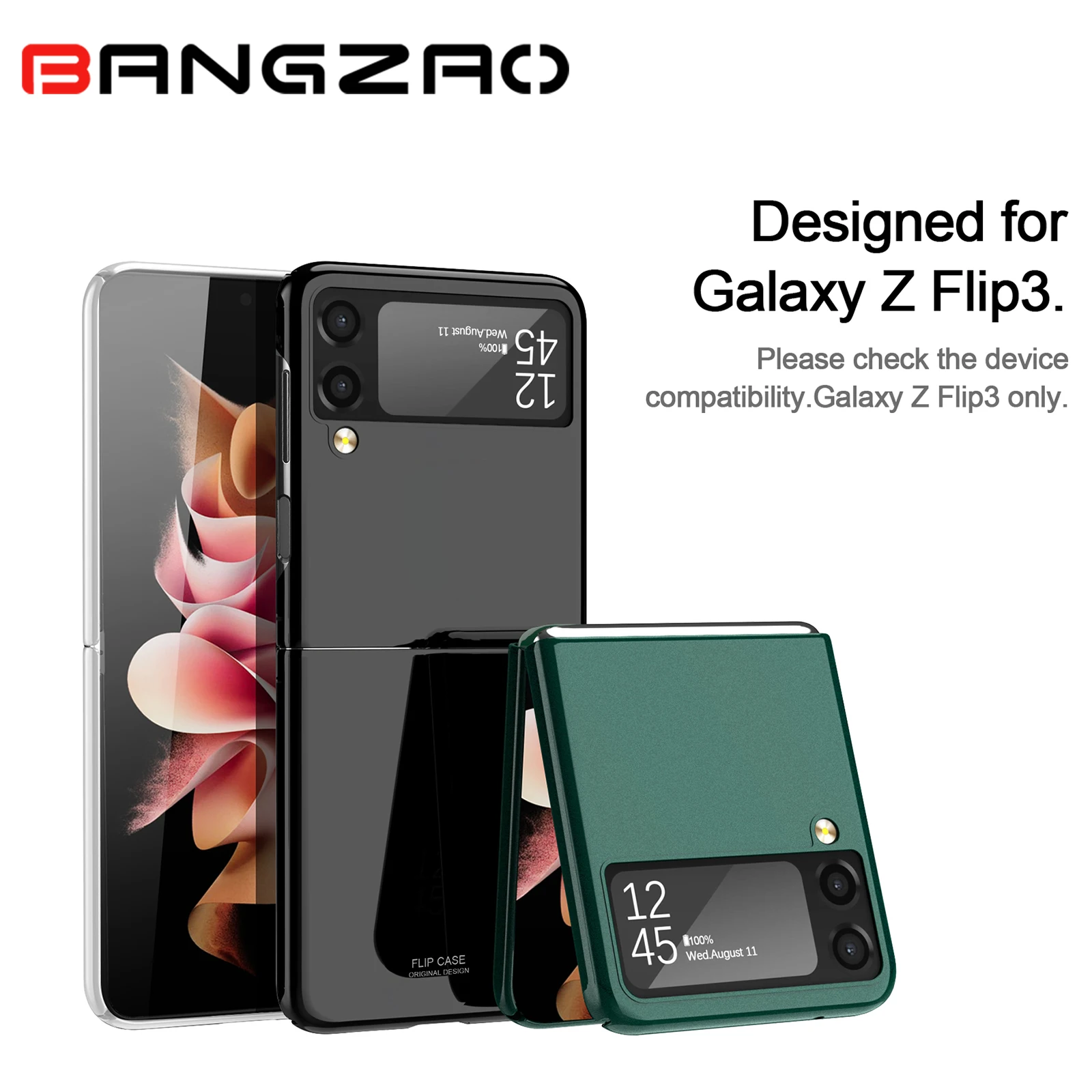 For Samsung Galaxy Z Flip 3 Luxury Mirror Hard PC Camera Protection Anti-drop Buffer Case New Folding Case for Wireless Charging