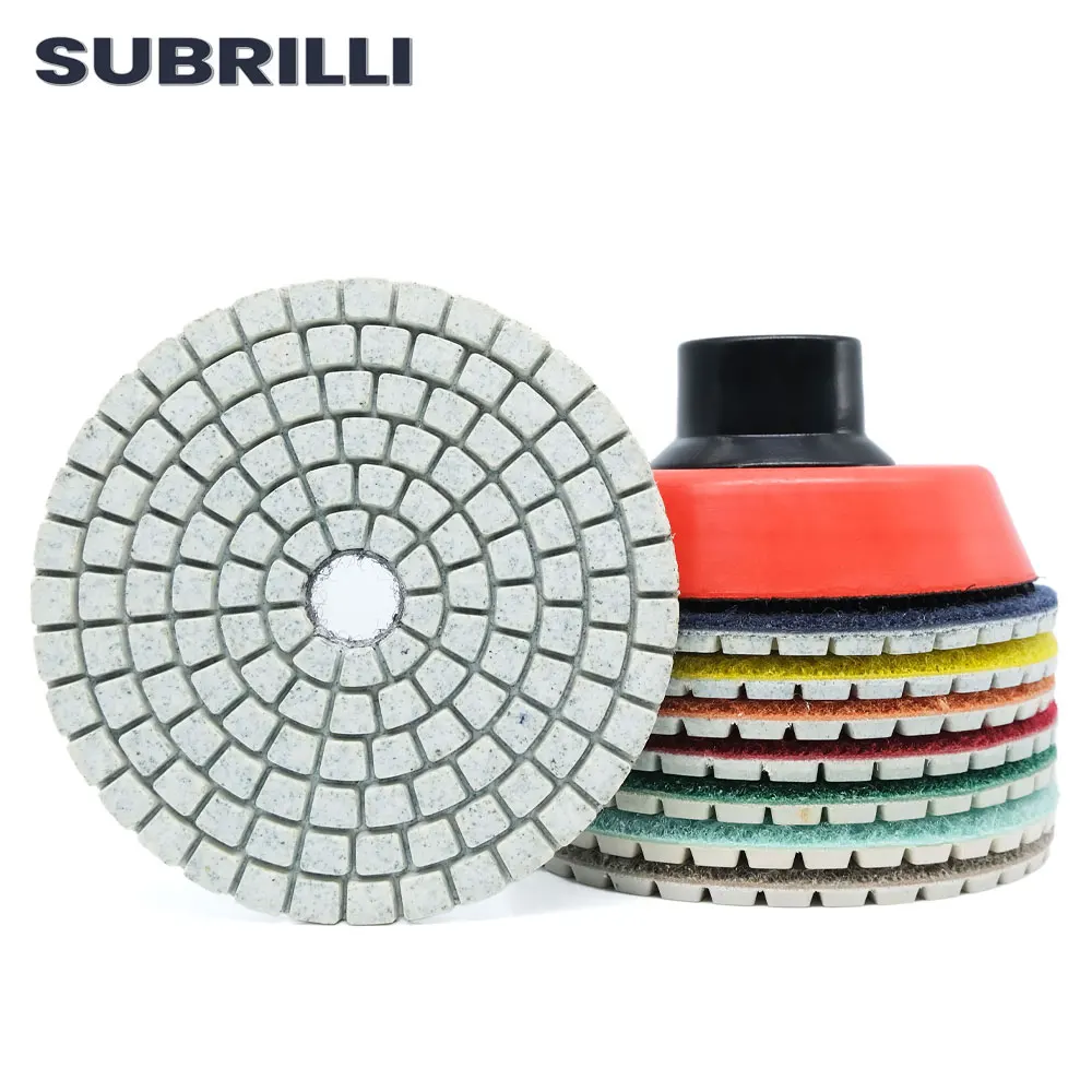 

SUBRILLI 3“ Diamond Polishing Pads Flexible Buffing Abrasive Wheel Angle Grinder Tools for Granite Stone Grit50-3000# 1piece