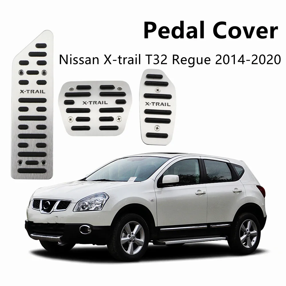 

Stainless Steel Car Gas Brake Footrest Pedals Cover With Logo AT For Nissan X-trail XTrail T32 Regue 2014-2020 Stainless Steel