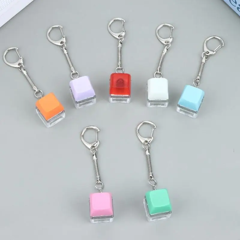Mini Mechanical Keyboard Keychain Stress Relief Clicker Toy Durable Bag Pendant Decor for Adult Anxiety Release