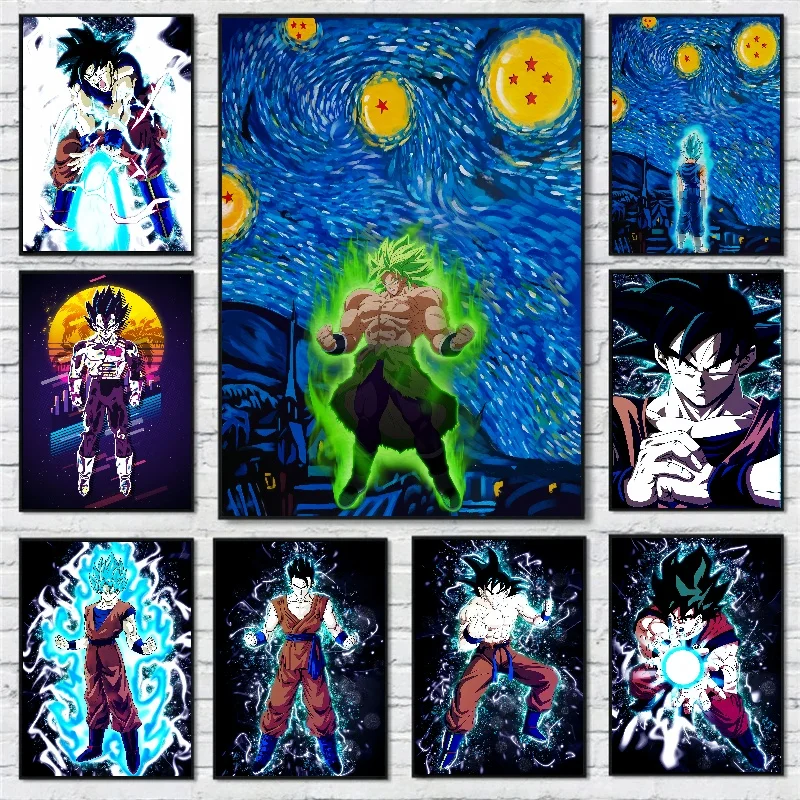 

Japanese Anime Cartoon Canvas Painting Dragon Ball Super Saiya Goku Poster Print Mural Picture Wall Art Home Decor Gifts Cuadros