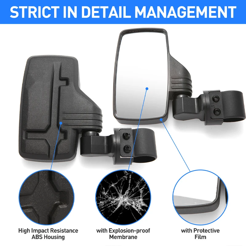 

Off-road Vehicle Modified Wide-angle Rearview Mirror Side Reversing Mirror 1.5-2'' UTV ATV Side Mirror Go Kart All-terrain