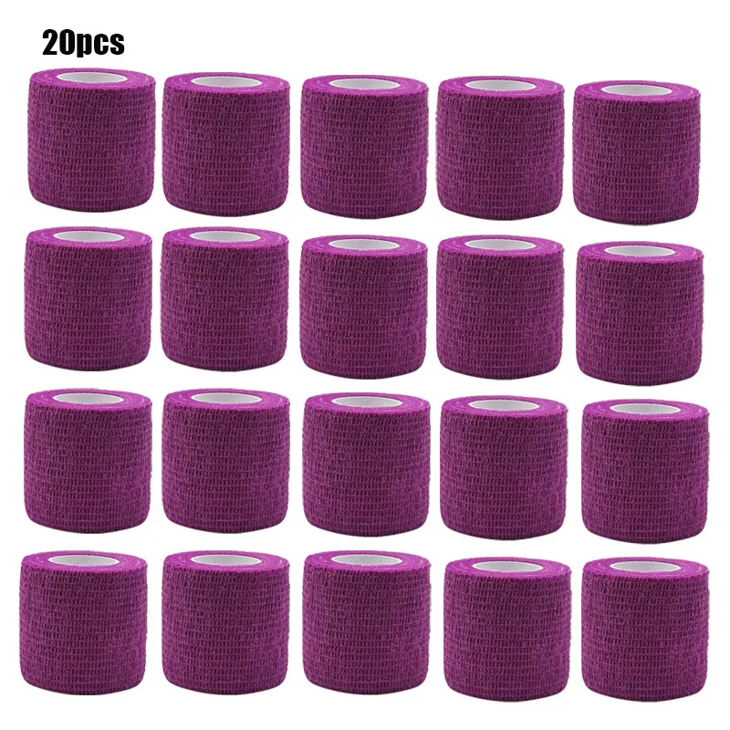 1/3/6/20PCS Sports Self Adhesive Purple Elastic Bandages Anti-slip Athletic Nonwoven Waterproof Elastic Tattoo Bandages Aid Kit