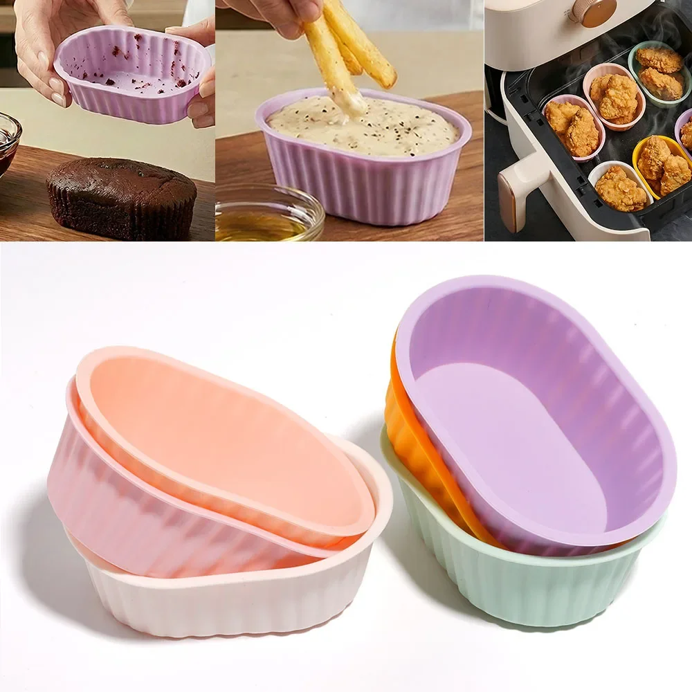 8 Pcs Silicone Oval Cake Mold DIY Muffin Cupcake Reusable Bread Cake Toast Pan Cake Moulds Baking Molds Tools Decorating Tools