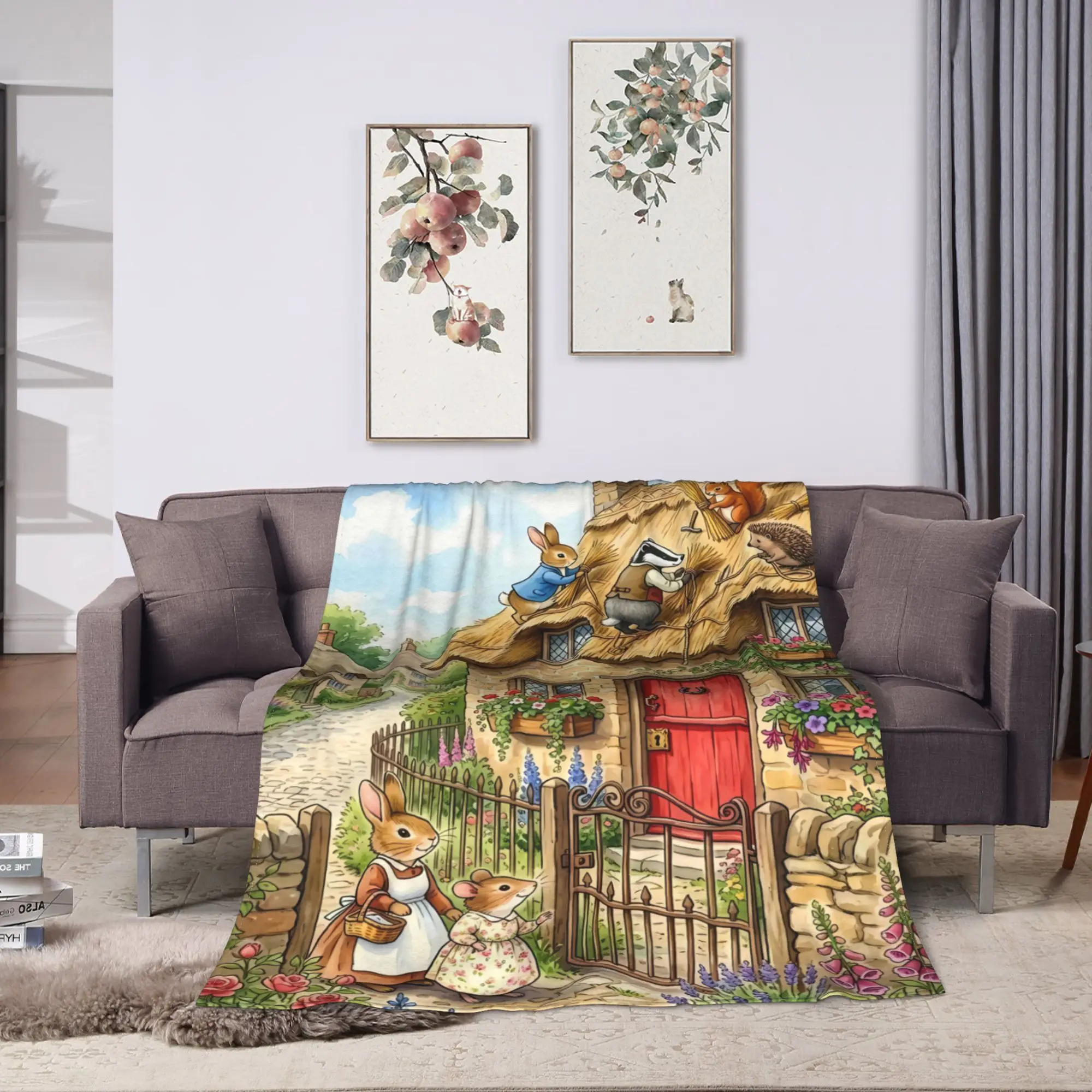 P-Petered R-Rabbits Plush Blanket Students  Flannel Throw Blanket For Outdoor Soft Custom Quality Bedspread Gift Idea