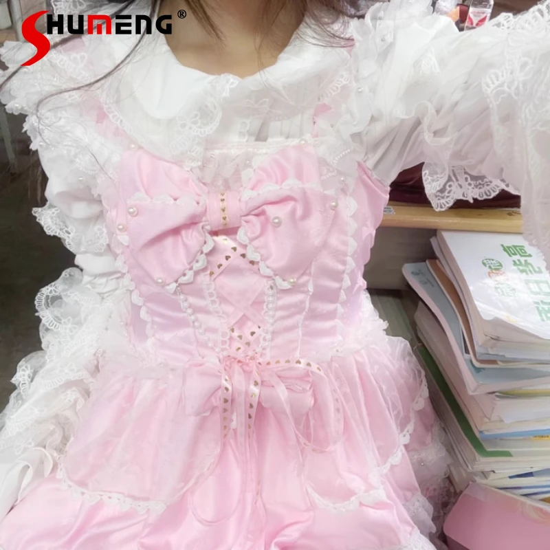 2025 Autumn New Japanese Single-breasted Solid Color Shirt Lolita Original Doll Feeling Kawaii Ji Sleeves Blouse Women's Clothes