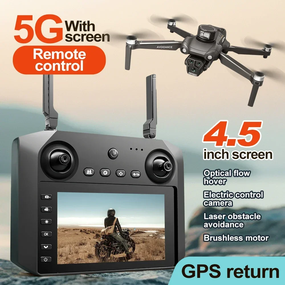 U193 GPS Drone With 4.5inch LCD Remote Control Toys Brushless Motor RC Quadcopter 5G Digital Transmission 4K Drone With Camera