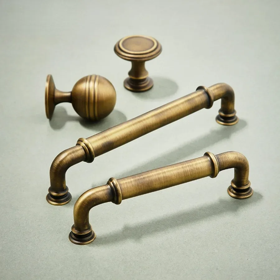 

Nordic Bronze Furniture Handles Solid Brass Vintage Handles for Cabinets and Drawers Dresser Shoe Cabinets Knobs